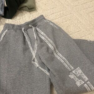 Gray aelferic Eden Sweatpants with Lace Trim